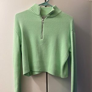 LIME GREEN HALF ZIPPED SWEATSHIRT